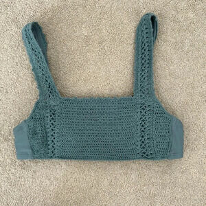 Hula honey crocheted blue bikini top XS